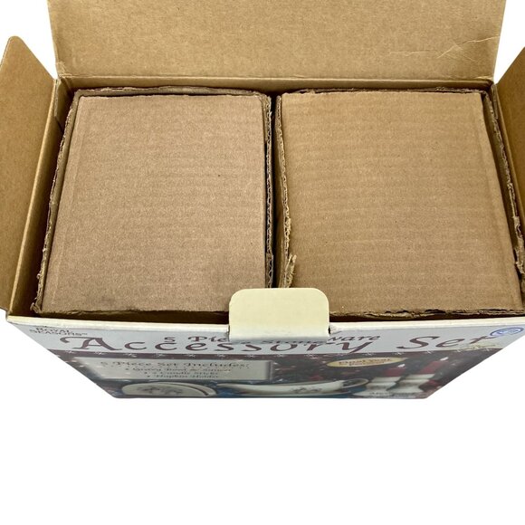 Royal Seasons 5 Piece Stoneware Gravy Bowl Saucer Candle Sticks Christmas Table - Picture 3 of 7